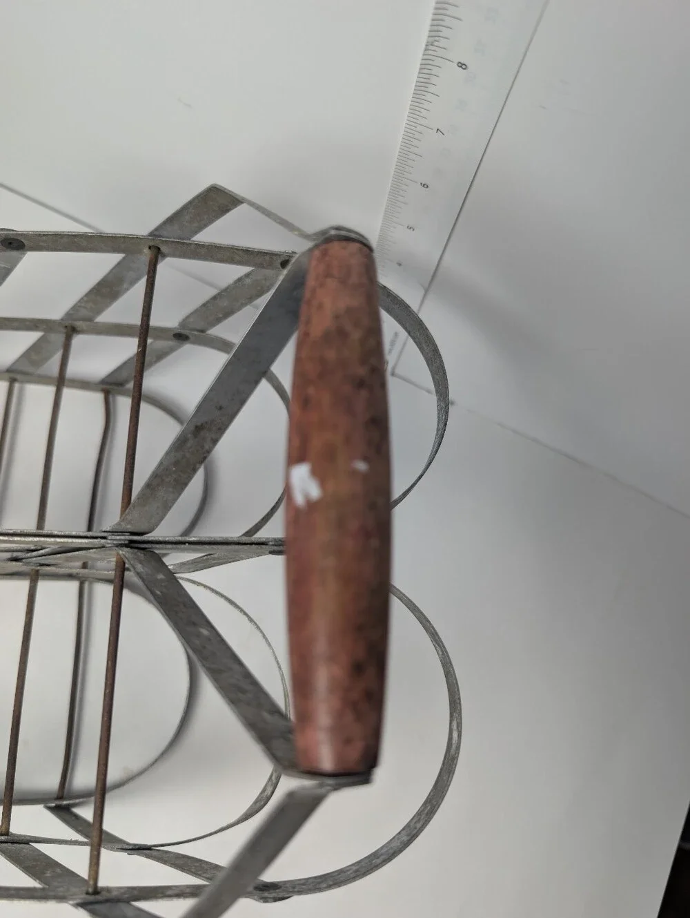 Vintage Authentic French Metal Bottle Carrier Galvanized Metal w Wooden‎ Handle